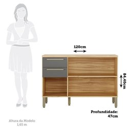 Cozinha Completa Modulada 5 Peças com Tampo e Vidro Reflecta 100% Mdf Itália Espresso Móveis - 11