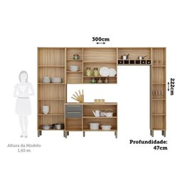 Cozinha Completa Modulada 5 Peças com Tampo e Vidro Reflecta 100% Mdf Itália Espresso Móveis - 3