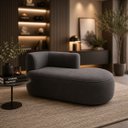 Ver imagem 1 de Sofá Curvo Orgânico 2 Lugares 160cm Sala Recepção Veludo:Cinza/Braça Lado Direito
