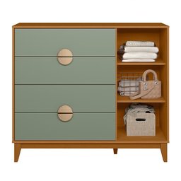 Jogo de Quarto Ipê Guarda Roupa e Cômoda Cinamomo/sálvia - Móveis Albatroz - 4