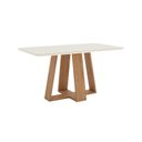 Ver imagem 7 de Conjunto Sala Jantar Mesa Lins 160cm Canto Arredondado com Vidro + 6 Cadeiras Bella Cinza/Nature/Off White/Marrom Amêndoa
