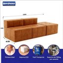 Ver imagem 6 de Sofá Modular Bello 3 Lugares Reclinável com Chaise Caramelo Veludo PU Bom Pastor Móveis