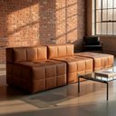 Ver imagem 1 de Sofá Modular Bello 3 Lugares Reclinável com Chaise Caramelo Veludo PU Bom Pastor Móveis
