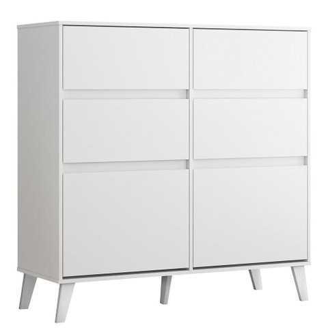 Cômoda Sapateira Dora 2 Portas e 4 Gavetas Branco - Móveis Albatroz