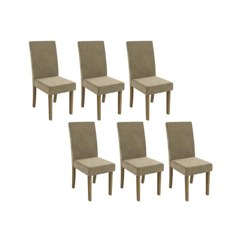Cadeira Sala de Jantar 2cad131fr Kit 6 Un Freijo/suede Deluxe Bege - Kappesberg