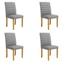 Ver imagem 1 de Kit 4 Cadeiras de Sala de Jantar Estofadas Veiga Madeira Maciça Linho Cinza G78 - Gran Belo Cadeira