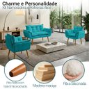 Ver imagem 3 de Kit Namoradeira Decorativa e 2 Poltronas Confortável para Sala Recepção Manicure Alice Suede