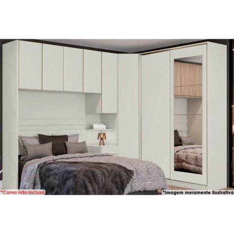Quarto Casal Modulado Seletto 6 Peças (1 Ponte + 1 Closet Canto + 1 G Roupas 2ptas de Correr + 3