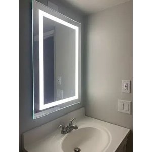 Espelho 70x100 Led 3 Cores Fria Neutra Quente Banheiro Retangular Jateado Hd Touch