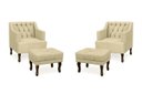 Ver imagem 1 de Kit 2 Poltrona Elizabeth + 2 Puff Retro para Sala de Estar Clássica Confortável e Reforçada Suede