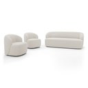 Ver imagem 2 de Kit 02 Poltronas Giratória e 01 Sofá Orgânico Leez 170cm 02 Lugares Bouclê Off White - Abmaza