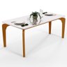 Mesa de Jantar Capri 160cm Off White Nature com 6 Cadeiras Melina B05 Linho Cinza - Lyam Decor - 6