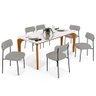 Mesa de Jantar Capri 160cm Off White Nature com 6 Cadeiras Melina B05 Linho Cinza - Lyam Decor - 1
