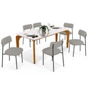 Ver imagem 1 de Mesa de Jantar Capri 160cm Off White Nature com 6 Cadeiras Melina B05 Linho Cinza - Lyam Decor