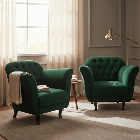 Kit 2 Poltronas Decorativa Dália Bouclé Verde