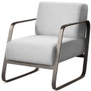 Ver imagem 1 de Kit 2 Poltronas para Sala e Escritório Base de Metal Mubai Linho Cinza