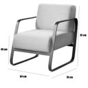 Ver imagem 3 de Kit 2 Poltronas para Sala e Escritório Base de Metal Mubai Linho Cinza