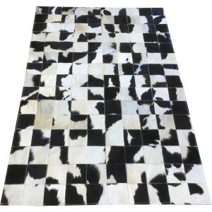 Tapete de Couro Preto Branco Malhado 1,00x1,50 S/B Peça 10