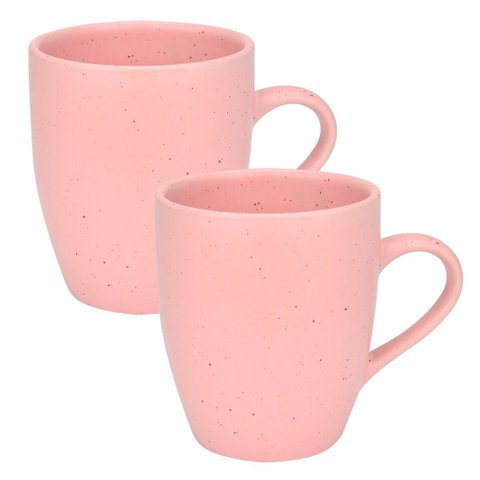 Kit 2 Canecas Xícaras de Cerâmica Chá Café Artisan 330ml:rosa