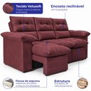 Ver imagem 3 de Sofá 3 Lugares Retrátil e Reclinável 2,00m Lyon Velusoft Vinho Cama Inbox