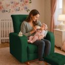 Ver imagem 4 de Poltrona de Amamentação com Puff Paris Cadeira Quarto de Bebê Confortável Verde