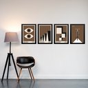 Ver imagem 2 de Kit 4 Quadros Artes Bauhaus Marrom e Preto 45x34cm:moldura Preta