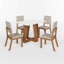 Ver imagem 2 de Conjunto Sala Jantar Mesa Lins 120cm Canto Reto com Vidro + 4 Cadeiras Milla