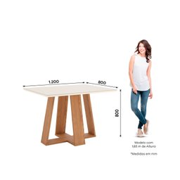 Conjunto Sala Jantar Mesa Lins 120cm Canto Reto com Vidro + 4 Cadeiras Milla - 6