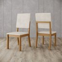 Ver imagem 3 de Conjunto Sala Jantar Mesa Lins 120cm Canto Reto com Vidro + 4 Cadeiras Milla Off White/Nature