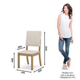 Conjunto Sala Jantar Mesa Lins 120cm Canto Reto com Vidro + 4 Cadeiras Milla - 7
