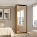 Ver imagem 1 de Guarda Roupa Modular 2 Portas Espelho com Prateleiras/cabideiros 90 Cm Altezza Belmax:freijó
