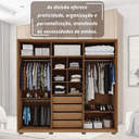 Ver imagem 7 de Guarda-roupa Casal Ripado 6 Portas 4 Gavetas e Pés Suburban Espresso Móveis