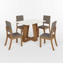 Ver imagem 2 de Conjunto Sala Jantar Mesa Lins 120cm Canto Reto com Vidro + 4 Cadeiras Milla