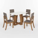 Ver imagem 2 de Conjunto Sala Jantar Mesa Lins 120cm Canto Reto com Vidro + 4 Cadeiras Milla Cinza/Nature/Off White/Marrom Amêndoa