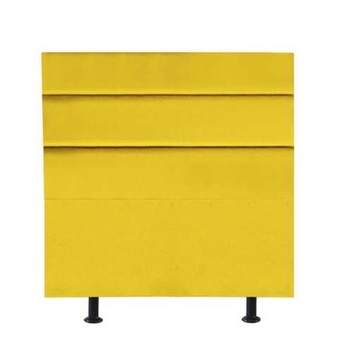 Cabeceira Estofada Argentina 100cm Solteiro para Cama Colchão Box Quarto Corino Amarelo - Aurora