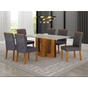 Ver imagem 1 de Conjunto Jantar 6 Cadeiras 1,80x090 Izabelle - Arbo Design- Cinamomo Off White - Linho Cinza