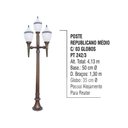 Ver imagem 2 de Poste Colonial Republicano Jardim de Alumínio 03 Globo 4,80m