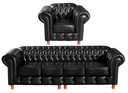 Ver imagem 1 de Conjunto de Sofá 4 Lugares e 1 Poltrona Chesterfield Luís Xv Preto