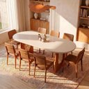 Ver imagem 1 de Conjunto Sala de Jantar 1 Mesa Oval Tali 210cm 8 Cadeiras Miriti CabeCasa MadeiraOriginals