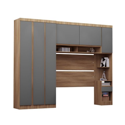 Guarda Roupa Dormitório Modulado Veneza Casal 1,38 m Luciane M03:Cinza Supremo