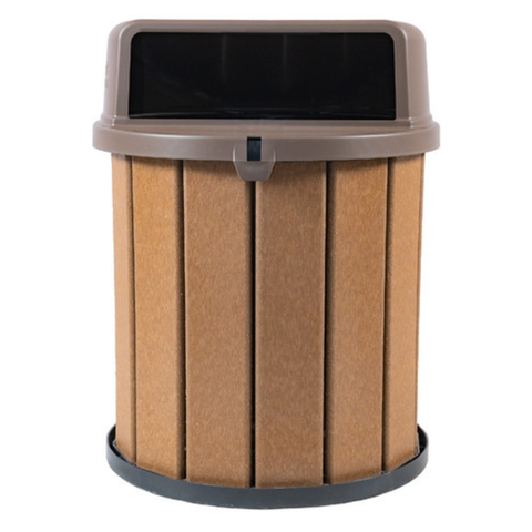 Lixeira Coletora Ecológica Mbs 75L Madeira Plástica Reciclada:Tampa Marrom/Marrom Ipê