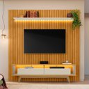 Ver imagem 6 de Painel com Rack para Tv até 75 Polegadas 220cmx230cm Ripado com 2 Prateleiras com LED 100% MDF Roma