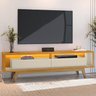 Painel com Rack para Tv até 75 Polegadas Ripado com 2 Prateleiras com LED 100% MDF Roma - 14