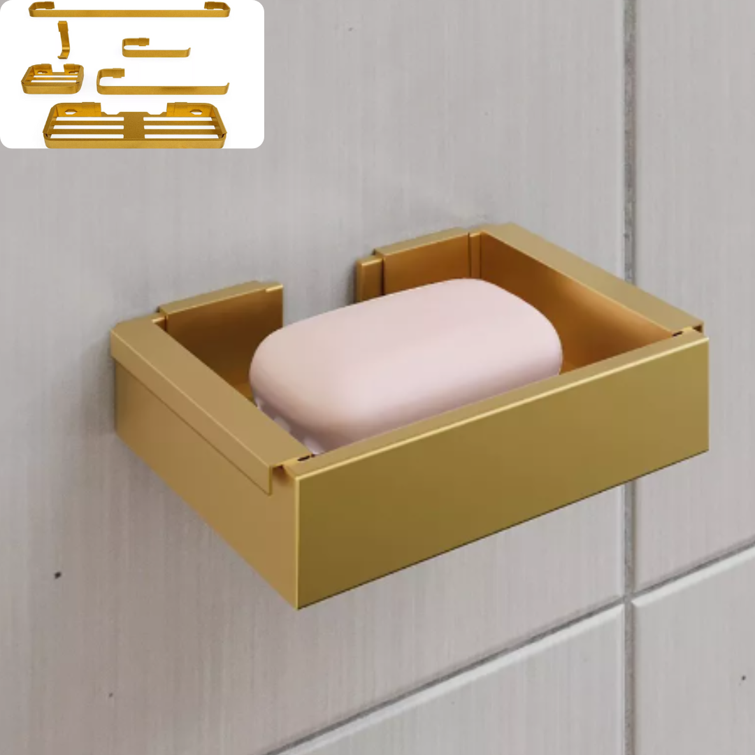 Kit Acessórios Para Banheiro Lavabo 6 Peças Alumínio-DOURADO - 3