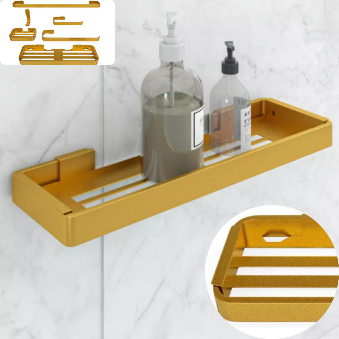 Kit Acessórios Para Banheiro Lavabo 6 Peças Alumínio-DOURADO - 2