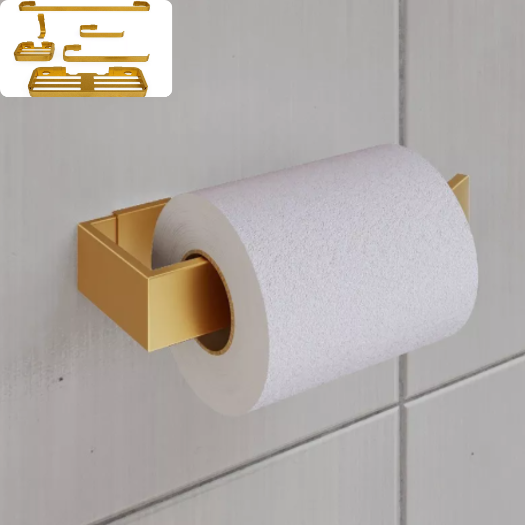 Kit Acessórios Para Banheiro Lavabo 6 Peças Alumínio-DOURADO - 4