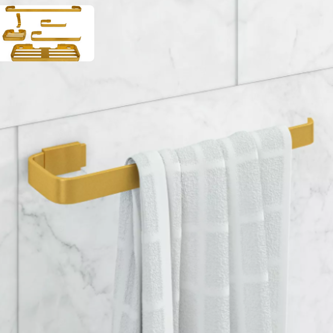 Kit Acessórios Para Banheiro Lavabo 6 Peças Alumínio-DOURADO - 7