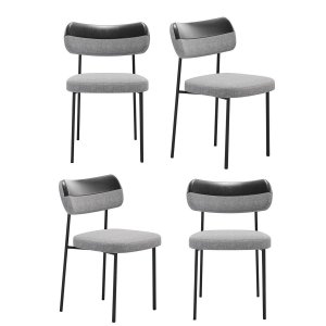 Kit 4 Cadeiras Camila para Sala Jantar Gourmet em Aço-couríssimo-preto e Cinza-edecasamoveis
