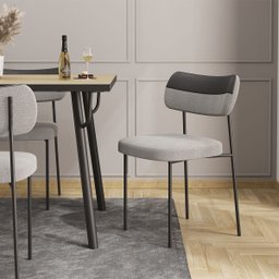 Kit 4 Cadeiras Camila para Sala Jantar Gourmet em Aço-couríssimo-preto e Cinza-edecasamoveis - 4