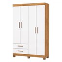 Ver imagem 3 de Guarda-roupa Solteiro Genova 4 Portas 2 Gavetas 22112 Cinamomo/branco - Carioca Móveis